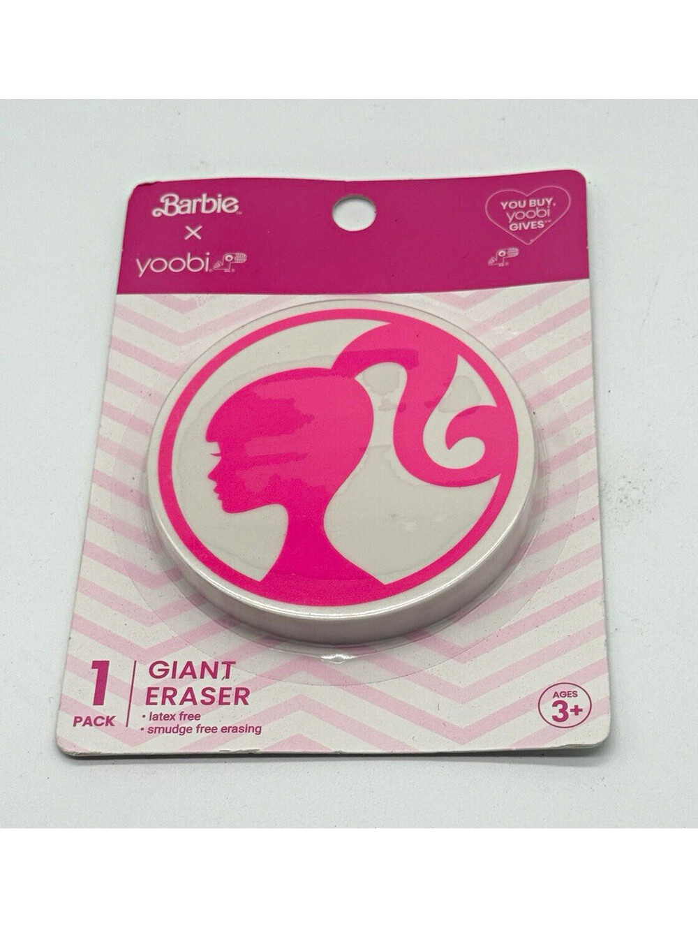 Yoobi x Barbie Giant Eraser, 1 Pack, Pink/White Pictorial Pattern